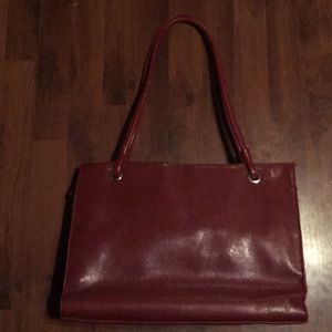 Red faux leather laptop bag